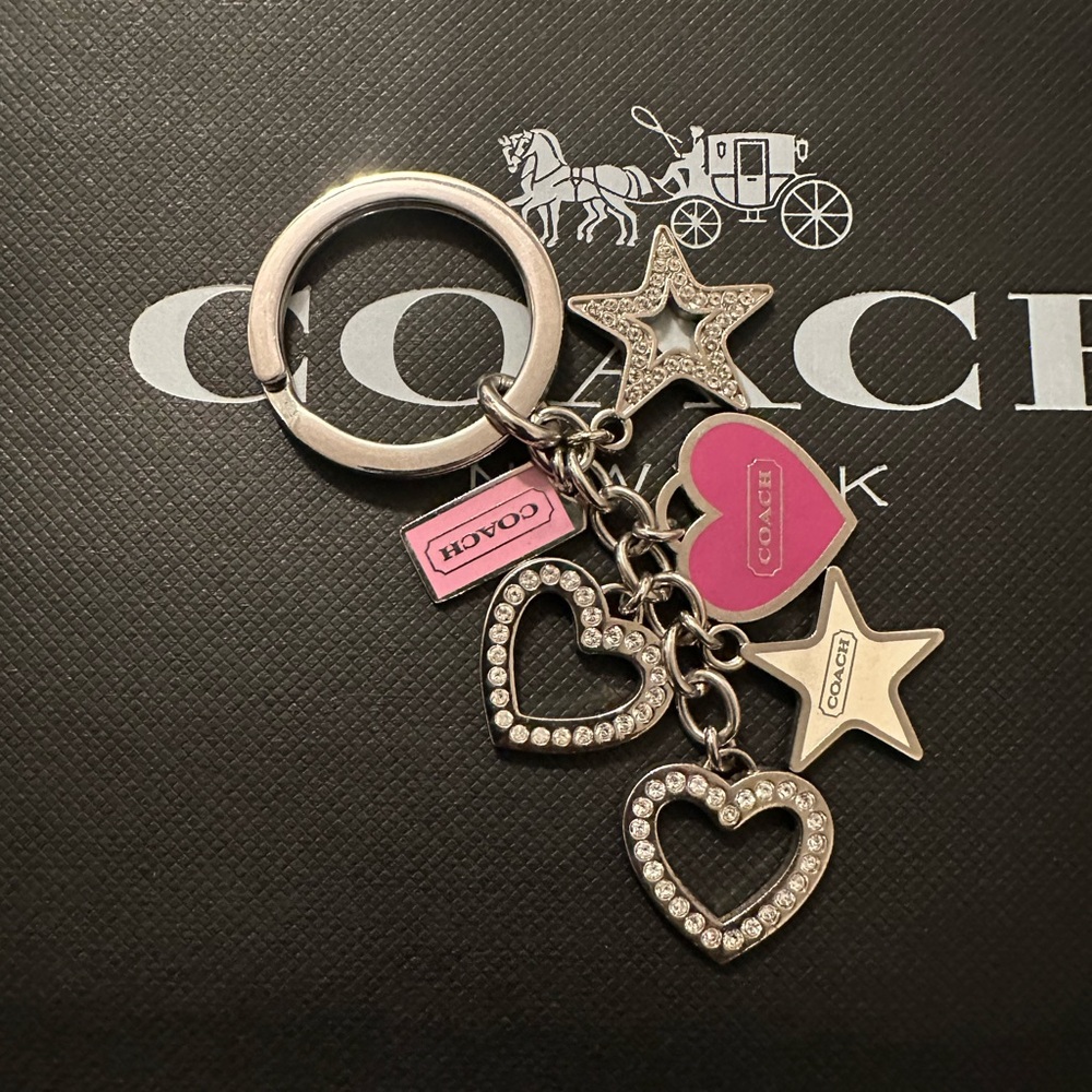 Coach Pink and Silver Heart Keychain - Picture 2 of 7